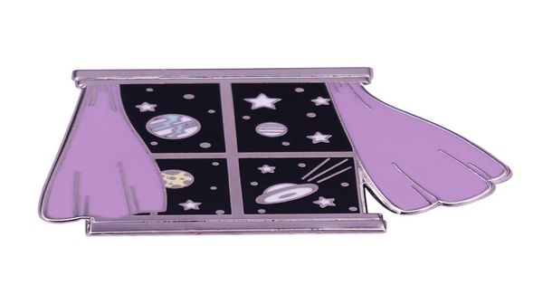

outer space window hard enamel pin my view series martian galaxy lovers fantasy addition8673234, Gray