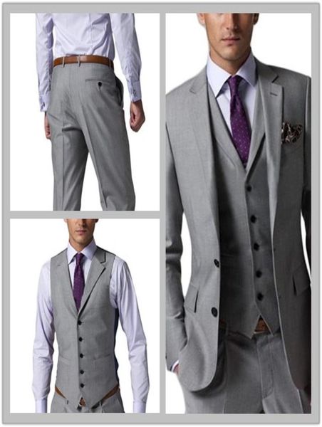 

new light grey side vent slim fit groom tuxedos groomsmen wedding man suit men039s suits4874511, Black;gray