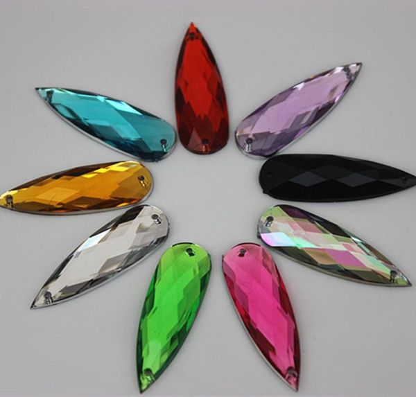 

100pcs 1030mm acrylic rhinestones crystals beads long drop accessories sew on for dress stones 2 hole zz1111757550, Black