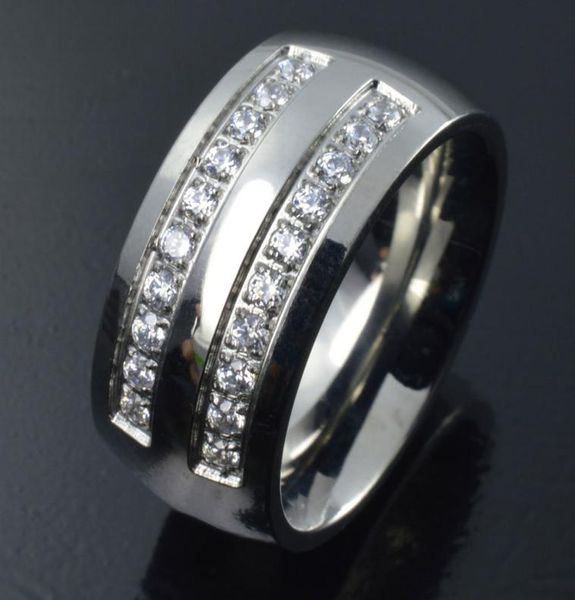 

stainless steel cz wedding engagement ring band r178a size 8156015961, Silver