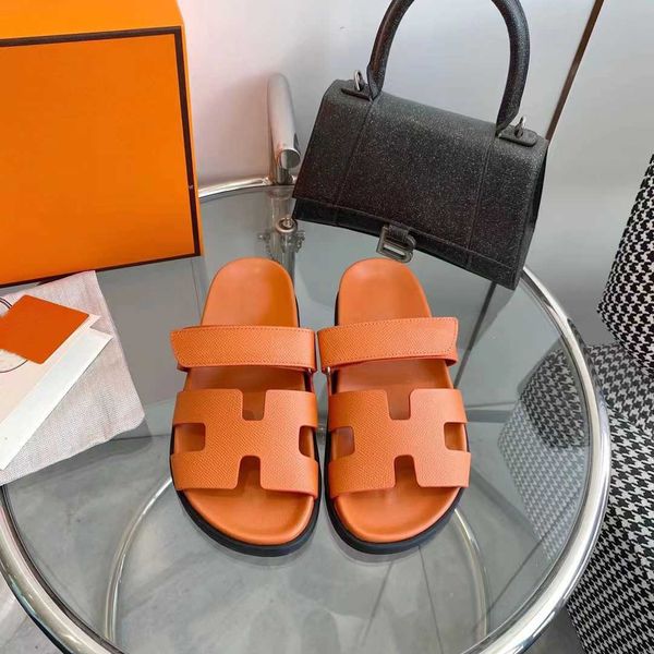 

designer oran luxury beach slide edition 2023 spring/summer new flat bottom heel h slippers women's shoes second uncle sandals 638t