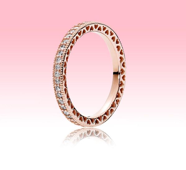 

full cz diamond women mens lovers ring 18k rose gold jewelry for 925 silver sparkle & hearts ring with original box set8320757, Slivery;golden