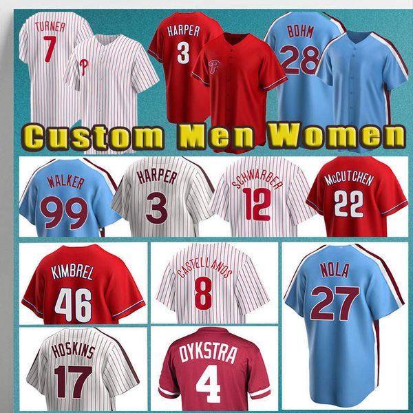 

7 trea turner 27 aaron nola jersey jt realmuto 3 harper custom phillies brandon marsh bryce kyle schwarber rob thomson simon muzziotti nick, Blue;black