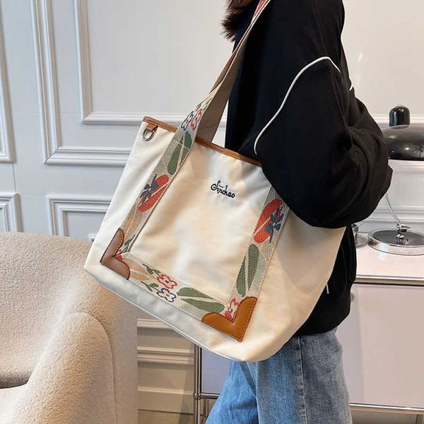 

large capacity tote bag for women new niche jacquard canvas shoulder bag for college students versatile commuting bag for class