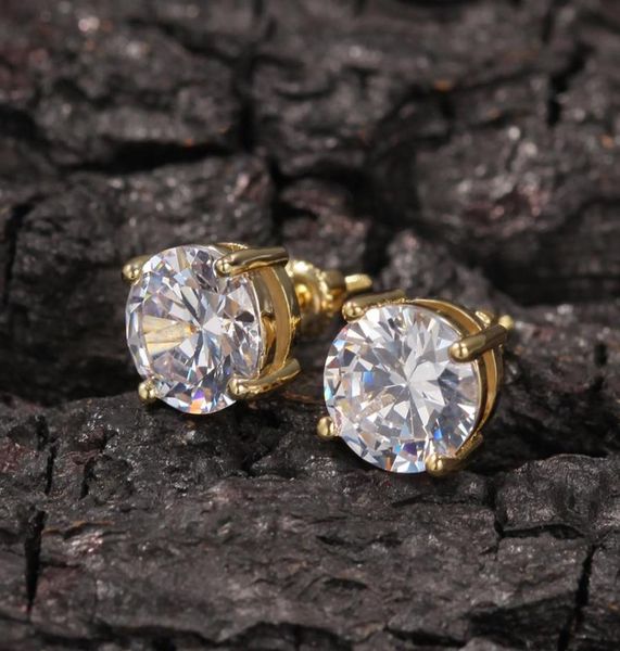 

18k gold hip hop screwback stud earrings s925 silver needle simulated diamond earrings studs rock rapper jewelry gifts2374992, Golden;silver