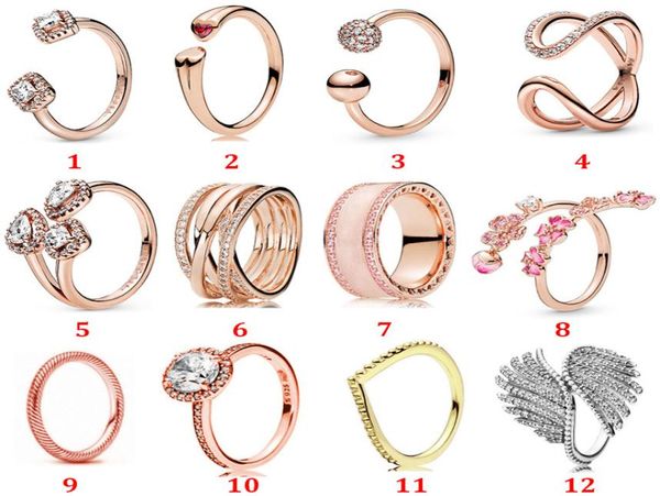

100 925 sterling silver fit pandora ring rose gold pendant ring jewelry engagement lovers fashion wedding couple for4814500, Slivery;golden