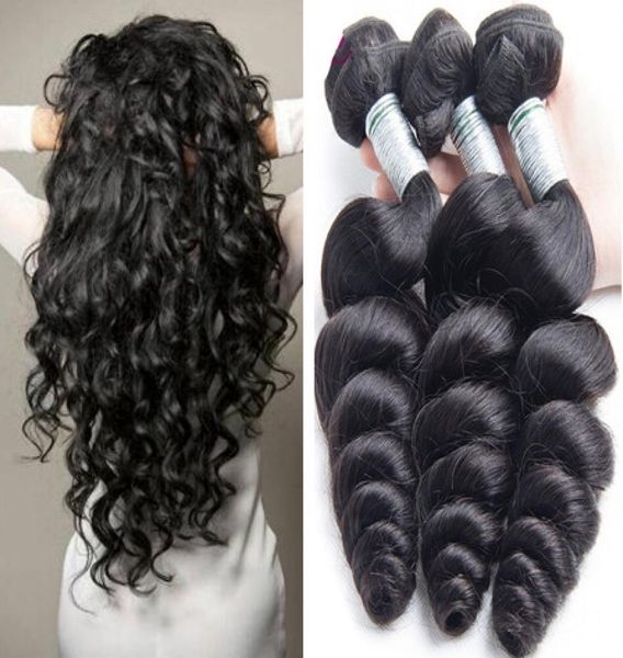 

hair weave 3 bundles loose wave curly 9a peruvian raw indian hair extensions whole bundles3383703, Black