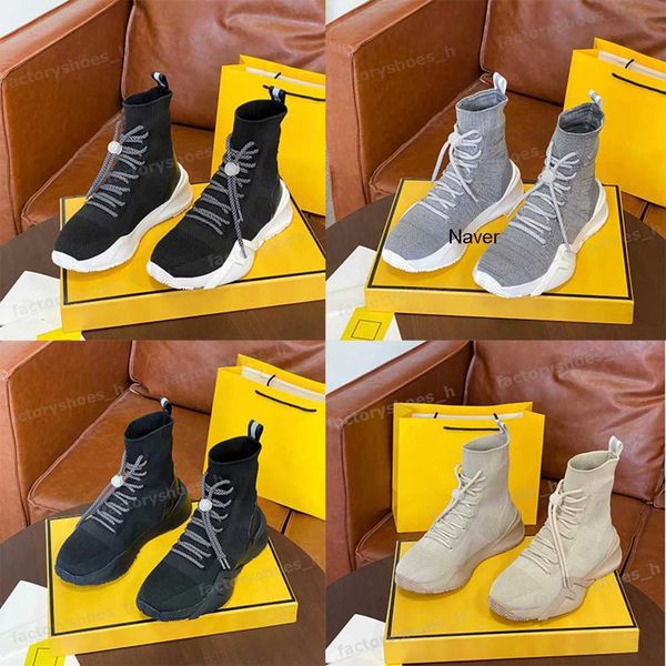 

sole fendly breathable ff men shoe women trainer casual shoes wave designer knitted sneaker sneakers running slip-on trainers shaped flow le, Black