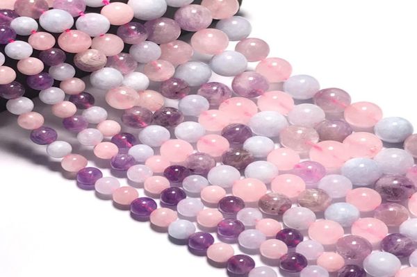 

6810mm natural madagascar rose quartzaquamarineamethyst stone beads round loose mix color stone beads for jewelry making8882029, Black