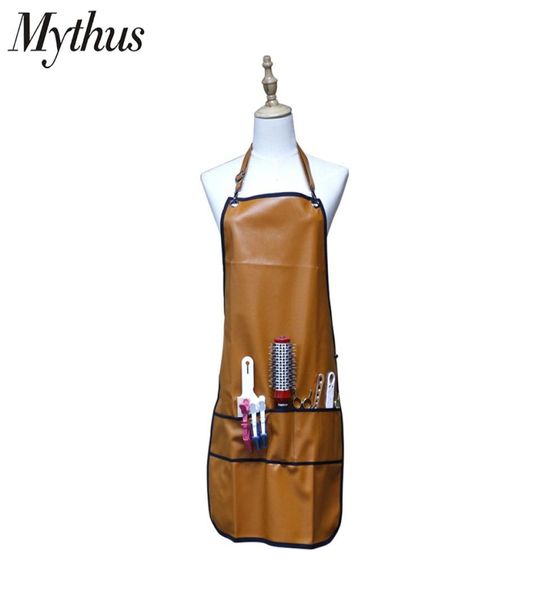 

fashion barber apron with pockets leather waterproof pu hairdressing apron for salon9764289