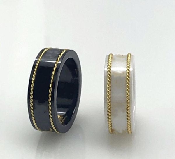 

18k gold rim couple ring fashion simple letter ring quality ceramic material ring fashion jewelry supply8748536, Silver
