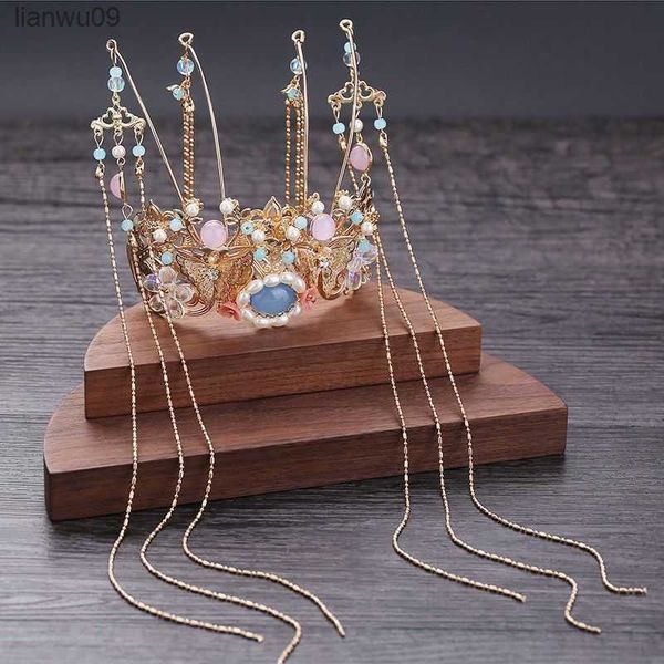 

luxury hair crown with tassel for girls women ancient chinese hanfu hairpin headdress l230704, White;golden