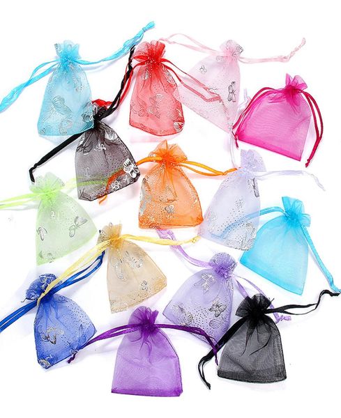 

organza bag of 200pcslot color mixing christmas gift drawable organza bags jewelry packaging display pouches5053003, Pink;blue