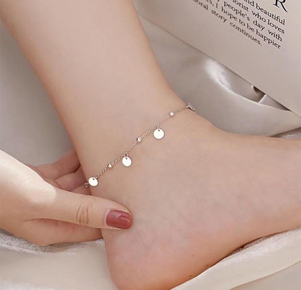 

anklets ehshir 925 sterling silver charming round disc chain anklet bracelet for women classic jewelry8493263, Red;blue
