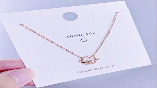 

925 sterling silver star planet pendant necklace rose gold clavicle chain for women girls choker necklaces party jewelry gifts7872636