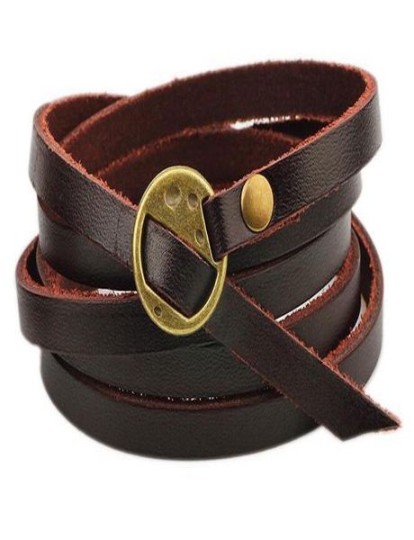 

statement multilayer genuine leather wrap bracelet mens women wish friendship vintage bracelets bangles men jewelry pulseras h6325553, Black