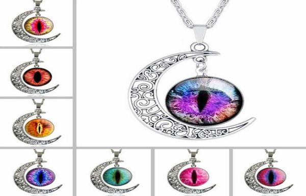 

moon gemstone necklace retro eyes ornaments sweater chain wfn183 with chain mix order 20 pieces a lot5910487, Silver