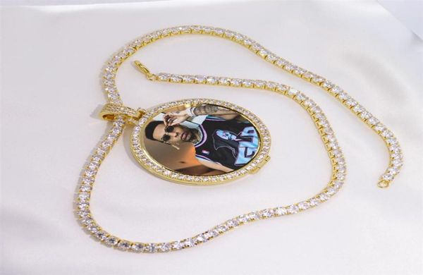 

round po custom made po medallions pendant picture necklace tennis chain gold color cubic zircon men039s hip hop jewelry cx203924541, Silver