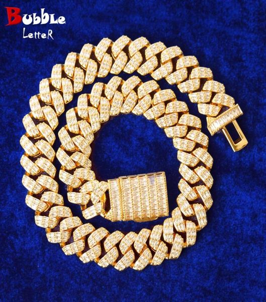 

bubble letter 20mm cuban link chain men necklace real gold plated chains baguette hip hop jewelry christmas gift1311234, Silver