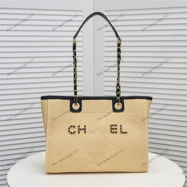 

tote bag luxury women's beach bag women's underarm shoulder bag beach bags linen and leather shopping bag straw letter designer to