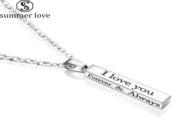 

stainless steel solid blank bar necklace for buyer own engraving i love you always letter charm pendant necklace for 7095474, Silver