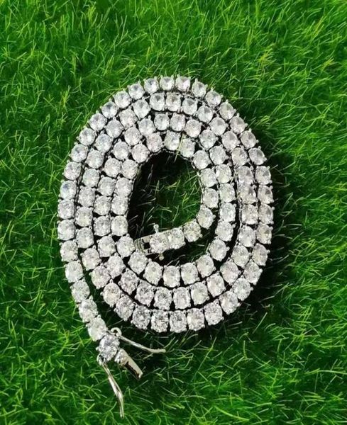 

fashion inches 4mm iced out chains necklaces fow men women luxury designer bling diamond necklace gold silver tennis chain jewler6245165