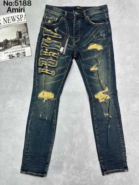 

hm12060 purple mens jeans distressed motorcycle biker jean rock skinny slim ripped hole stripe fashionable snake embroidery denim pants, Blue