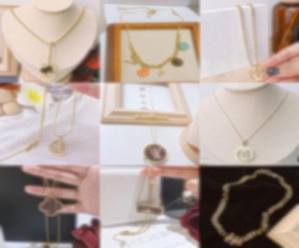 

luxury designer necklace choker pendant chain crystal 18k gold plated 925 silver plated stainless steel letter necklaces fashion w6779777