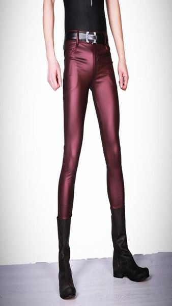 

men faux leather matte pencil pants skinny pants casual leggings slim fit tight zipper erotic lingerie club wear9569305, Red;black