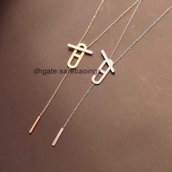 

aher mas designer luxury nacklace h family pig nose rose gold diamond clavicle chain women's mesh red simple versatile necklace, Silver
