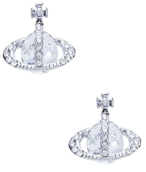 

queen mother of the west pearl earth planet stud earrings gold and silver crystal temperament6471777