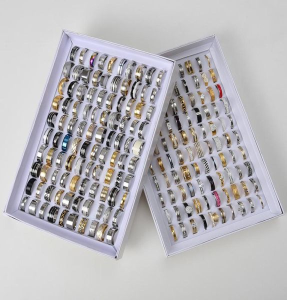 

50pcs lots stainless steel jewelry rings for mens womens wedding party band ring7245514, Silver