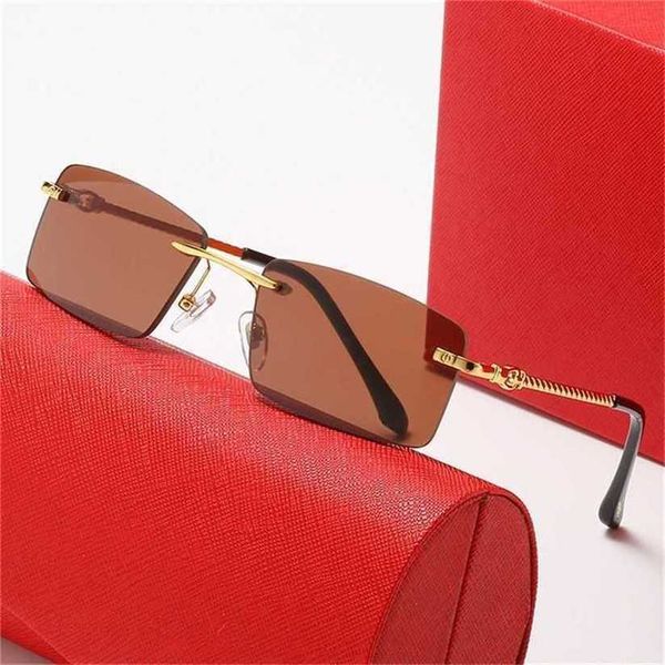 

sunglasses 2023 designer new versatile fried dough twists leg for men and women frameless square fashion personality optical glasseskajia ne, White;black