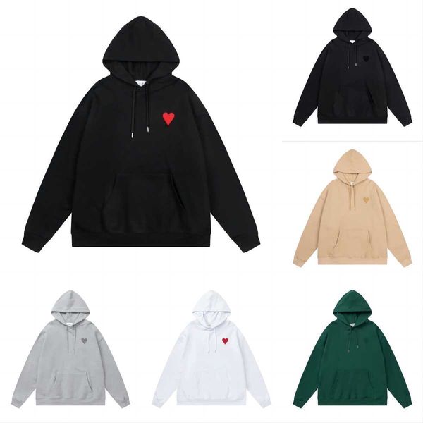 

hoodie male and female designer pullovers long sleeve sweaters embroidered red heart letter a combination spring autumn amis sisters couple, Black