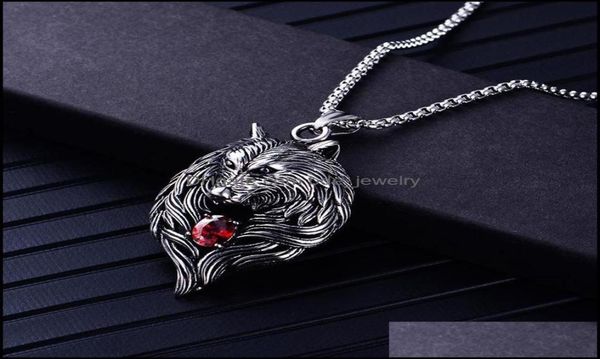 

pendant necklaces wolf head necklace for men women biker cool jewelry animal charm whole vintage punk gift drop deliver bdejew5522775, Silver