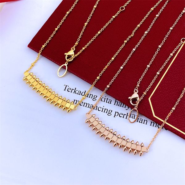 

luxury riveted necklace for women rose gold fashion simple premium collar bone necklace chain design warhead pendant gift, Silver