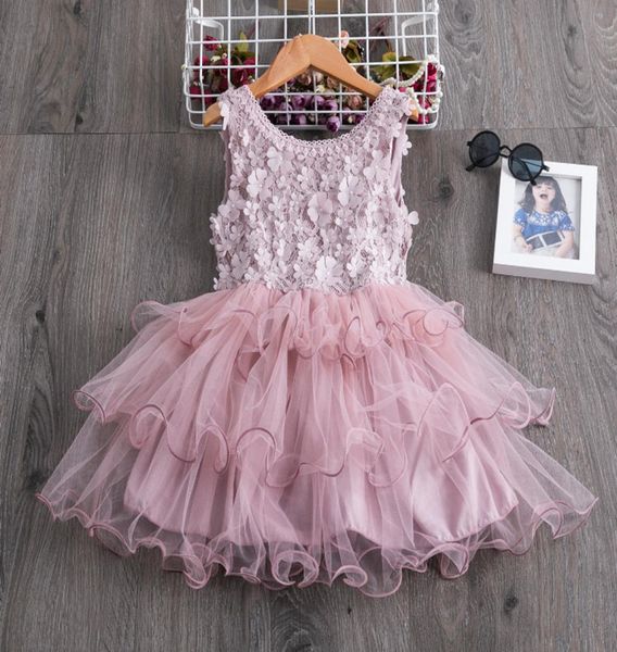 

ins summer toddler girls lace cake dress kids sleeveless floral mesh wedding dresses children clothing for baby girls 3 to 8 years9047432, Red;yellow