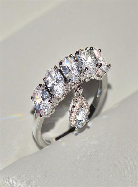 

classical sweet cute lovely jewelry 925 sterling silver oval cut white z cz diamond water drop party engagement wedding band r1674289, Slivery;golden