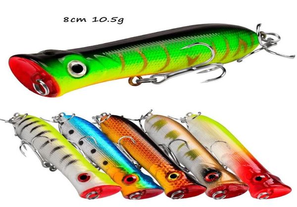 

10 color mixed 8cm 10 5g popper fishing hooks 6 hook hard baits lures pesca tackle accessories bl 516258t3722100