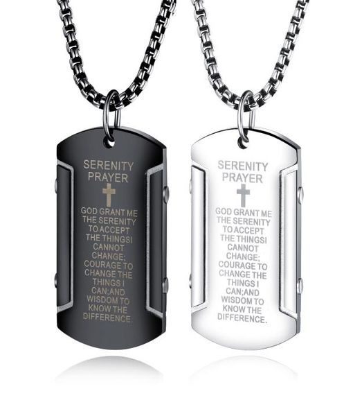 

factory selling military necklaces in europe and america retro scripture stainless steel mens jewelry fashion trend cross necklace1963096, Silver
