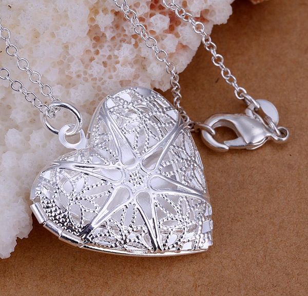 

10pcslot 925 sterling silver plated heart flower frame pendant lknspcp1859440113