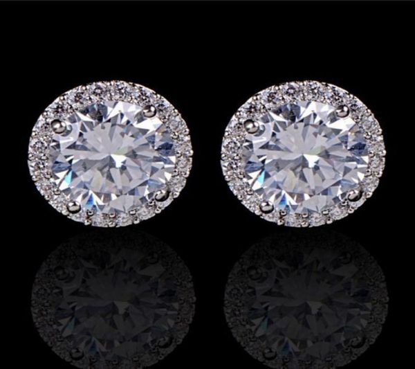 

crystal wedding stud earrings for women bohemian beautiful round diamond earring full cz zircon ladies girls engagement jewelry2284573, Golden;silver