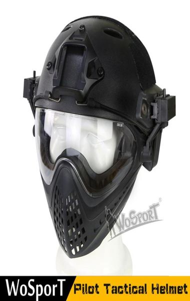 

wosport 2017 new outdoor tool tactical helmet with mask for airsoft paintball cs wargame outdoor tactical equipment7694469
