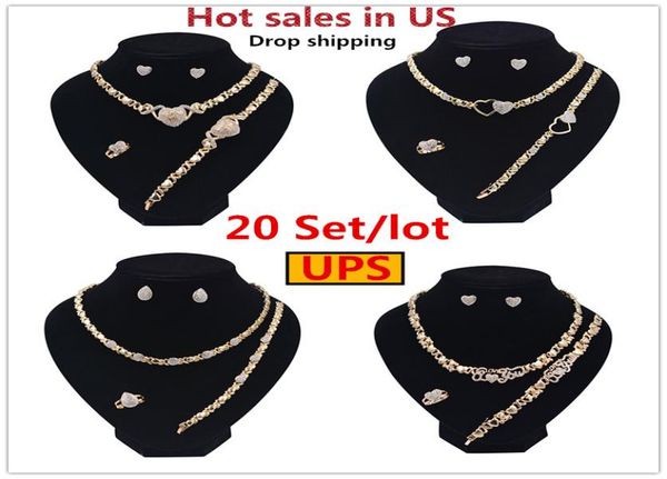 

20 sets lot drop jewelry set womens clearance necklaces sets earrings 14k gold plated jewelry set for women4695925, Black
