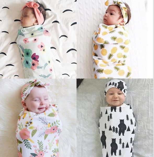 

ins newborn floral printed sleeping bag with headband 11 styles 2pcsset baby wraps baby swaddle wraps blankets baby pographic 8359585
