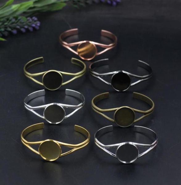

65mm fit 20mm 25mm cabochon silver blank base jewelry rose gold bracelet tray bezel bronze wristband setting bangle8948143, Black