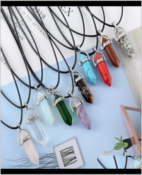 

hexagonal prism necklaces for women men natural healing crystals quartz point stone pendant string rope chains fashion 5uyy3 yk30w4095621, Silver