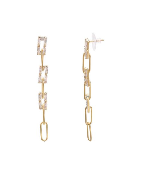 

yoursfs fashion jewelry 18k gold plated hanging long chain zircon earrings woman christmas gift2961572, Silver