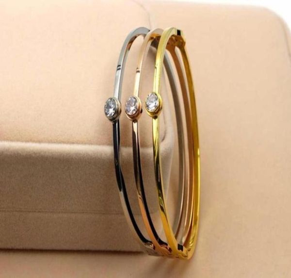 

fashion round crystal buckle thin bracelet bangle rose gold color stainless steel chrismas women party gift17184983096456, Black