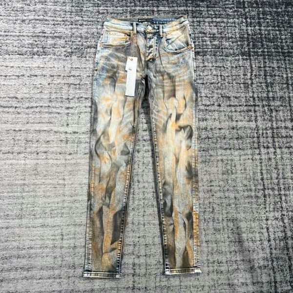 

hm1800 purple mens jeans distressed motorcycle biker jean rock skinny slim ripped hole stripe fashionable snake embroidery denim pants, Blue